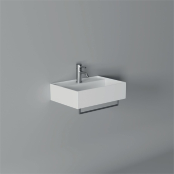 Lavabo Hide appoggio cm. 50x35 rettangolare in ceramica bianco di Ceramica Alice