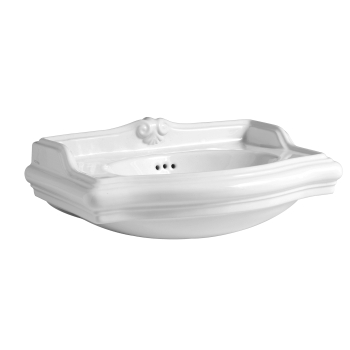 Lavabo Jubileum sospeso/struttura/colonna 70x55 tre fori in ceramica bianco lucido