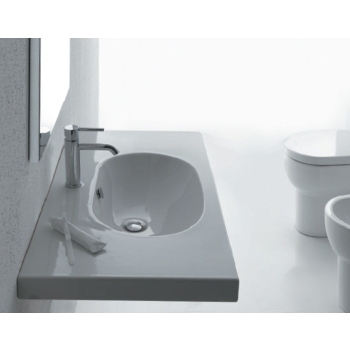 Lavabo Eden sospeso cm. 90x45 rettangolare in ceramica bianco di Ceramica Galassia