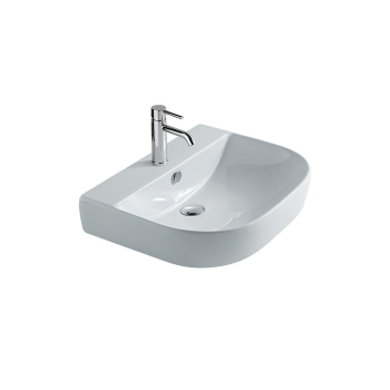 Lavabo M2 appoggio cm. 60x48 semicircolare in ceramica bianco di Ceramica Galassia