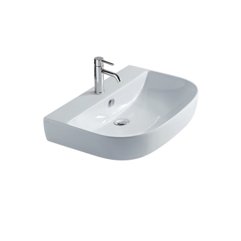 Lavabo M2 sospeso/su colonna cm. 60x48 semicircolare in ceramica bianco di Ceramica Galassia
