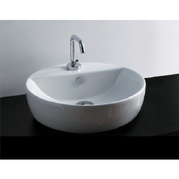 Lavabo M2 appoggio diametro 48 cm. tondo in ceramica bianco lucido di Ceramica Galassia