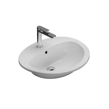 Lavabo Minori encastré cm. 56x48 en céramique blanche brillante