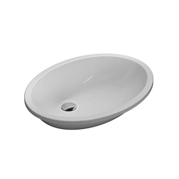 Lavabo Sibari sous-plan cm. 57x43 ovale en céramique blanche brillante