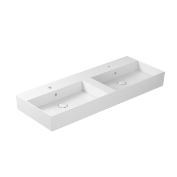 Lavabo Meg11 sospeso con due vasche cm. 141x46 bianco lucido di Ceramica Galassia