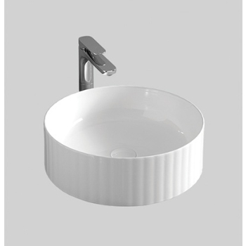 Lavabo Millerighe appoggio cm. 44 salvaspazio senza foro in ceramica bianco lucido di Art Ceram