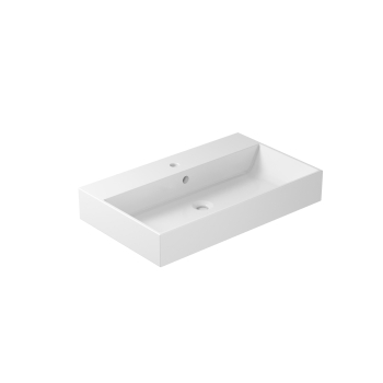 Lavabo Plus Design sospeso/appoggio cm. 80x48 rettangolare bianco di Ceramica Galassia