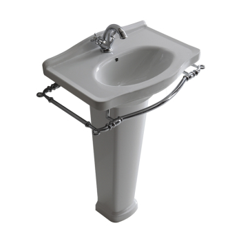 Lavabo Ethos sospeso/su colonna o su mobile cm. 65x44 monoforo bianco di Ceramica Galassia