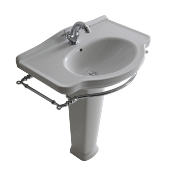 Lavabo Ethos sospeso/su colonna o su mobile cm. 75x52 tre fori bianco di Ceramica Galassia