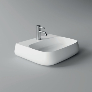 Lavabo Nur appoggio/sospeso 55x45 rettangolare in ceramica bianco di Ceramica Alice