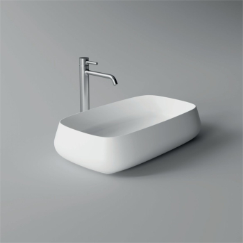 Lavabo Nur à poser/suspendu 60x35 rectangulaire en céramique blanche