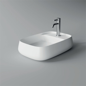 Lavabo Nur appoggio 60x40 rettangolare in ceramica bianco di Ceramica Alice