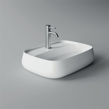 Lavabo Nur appoggio 60x45 rettangolare in ceramica bianco di Ceramica Alice