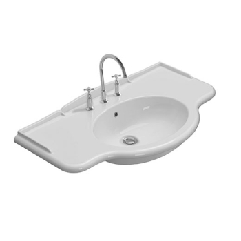 Lavabo Paestum sospeso/su gambe cm. 110x60 particolare in ceramica bianco lucido di Ceramica Globo