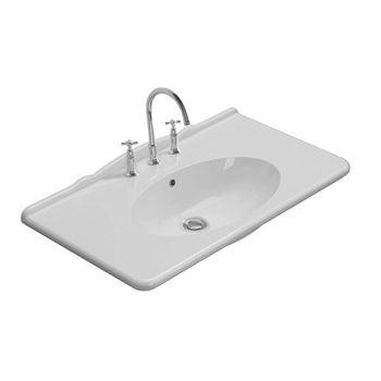 Lavabo Paestum sospeso/su struttura cm. 100x55 particolare in ceramica bianco lucido di Ceramica Globo