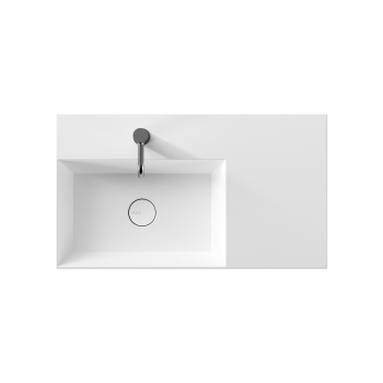 Lavabo à poser/suspendu Spy cm. 81x46 rectangulaire avec vasque à gauche en céramique blanche