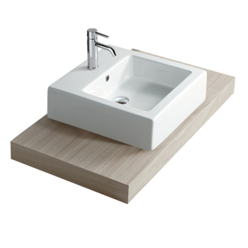 Lavabo Plus Design sospeso/appoggio 48x48 quadrato in ceramica bianco lucido di Ceramica Galassia