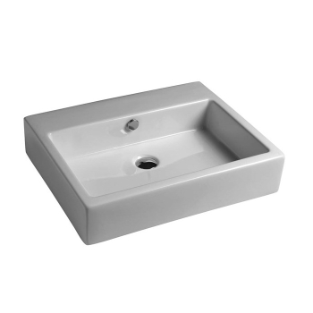 Lavabo Quad sospeso/appoggio 60x47 rettangolare in ceramica bianco lucido di Ceramica GSG