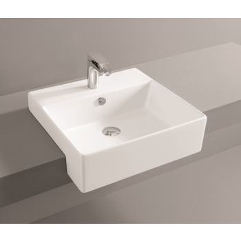 Lavabo Quadro semincasso cm. 50x48 in ceramica bianco lucido di Art Ceram