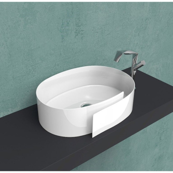 Lavabo Roll appoggio 56x42 ovale in ceramica bianco lucido di Ceramica Flaminia