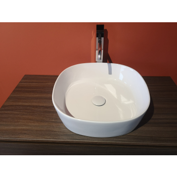 Lavabo Round appoggio salvaspazio 44x44 stondato in ceramica