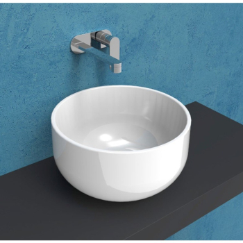 Lavabo Saltodacqua appoggio salvaspazio 42 tondo in ceramica di Ceramica Flaminia