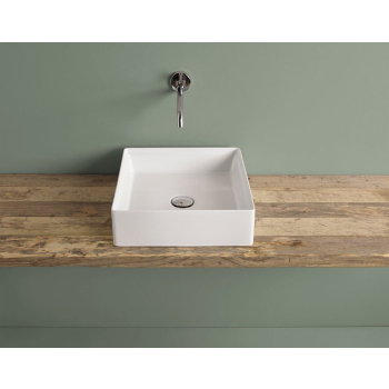 Lavabo Scalino appoggio cm. 38x38 salvaspazio in ceramica bianco lucido di Art Ceram