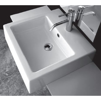 Lavabo semincasso 47x47 quadrato in ceramica bianco lucido