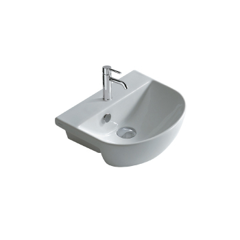 Lavabo M2 semincasso salvaspazio cm. 43x35 in ceramica bianco lucido di Ceramica Galassia