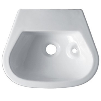 Lavamani Sleepy beverino sospeso salvaspazio cm. 41x33 in ceramica bianco lucido di Ceramica Alice