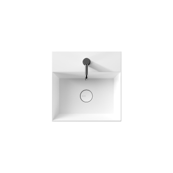 Lavabo Spy appoggio/sospeso salvaspazio cm. 46x46 quadrato in ceramica bianco di Ceramica Alice