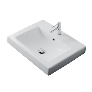 Lavabo Square Incasso Ceramica Scarabeo 60x51 cm Bianco Lucido