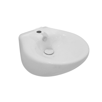 Lavabo Touch appoggio/sospeso salvaspazio 47x49,5 in ceramica bianco lucido di Ceramica GSG