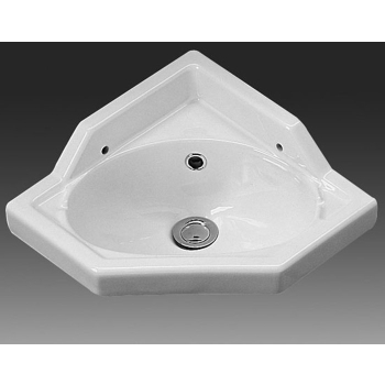 Lavamani Sleepy pentagonale sospeso salvaspazio cm. 36x36 bianco lucido di Ceramica Alice