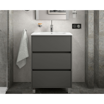 Mobile a terra Arenys cm. 60 con lavabo grigio opaco di Salgar