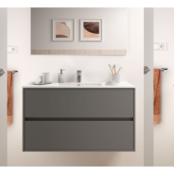 Mobile sospeso Noja cm. 100 con lavabo grigio opaco di Salgar