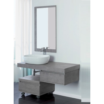 Composizione Shelf piano sospeso cm 120 grigio cemento di Feridras