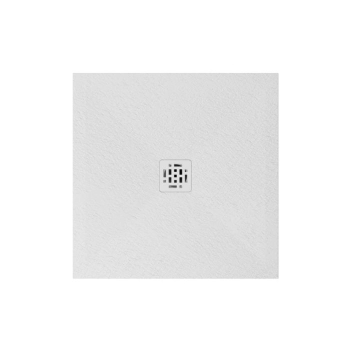 Piatto doccia 80x80 Ceramica Slim H2,5 Globo Docciapietra Bianco con Piletta Centrale e Griglia Bianca