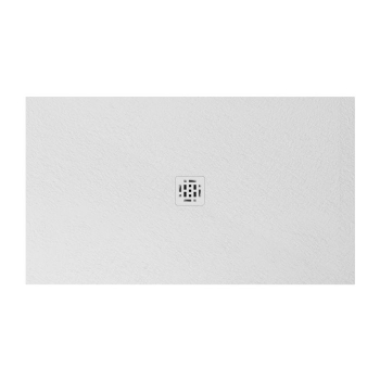 Piatto doccia 80x140 Ceramica Slim H2,5 Globo Docciapietra Bianco con Piletta Centrale e Griglia Bianca