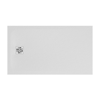 Piatto doccia 80x140 Ceramica Slim H3 Globo Docciapietra Bianco con Piletta e Griglia Bianca