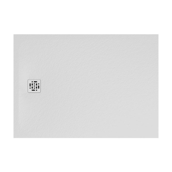 Piatto doccia 100x140 Ceramica Slim H3 Globo Docciapietra Bianco con Piletta e Griglia Bianca