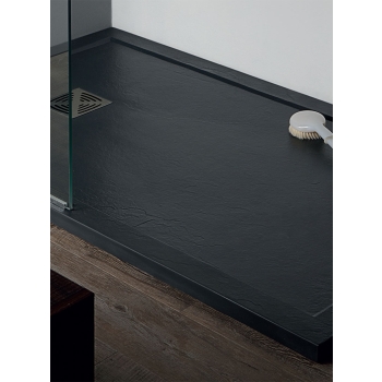 Piatto doccia 90x90 Marmo Resina H3,3 bordato Flat Tamanaco Antracite