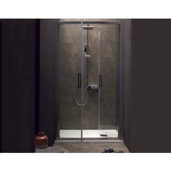 Porta doccia FPSL60 in cristallo 6 mm trasparente cm. 110 con profilo cromato di Tamanaco