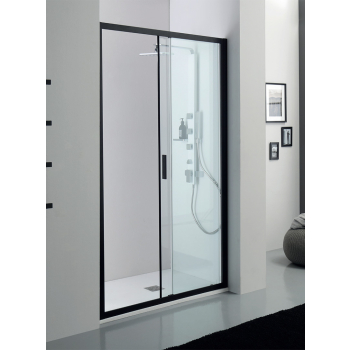 Porta doccia PSCRAPID in cristallo 6 mm trasparente cm. 110 con profilo nero di Tamanaco
