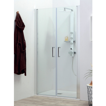 Porta doccia SALOON in cristallo 6 mm trasparente cm. 100 con profilo cromato di Tamanaco