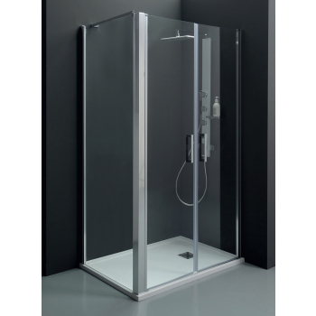 Box doccia SALOON in cristallo 6 mm trasparente 100x100 con profilo cromo di Tamanaco