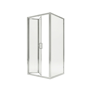 Box Doccia 90x70 Angolare Porta Soffietto con Fisso H190 Cristallo Trasp. 6mm Profilo Cromo Golden
