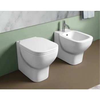 Sanitari Quarzo 36,5x53,5 Filomuro Senza Brida con Copriwater Slim Soft-Close