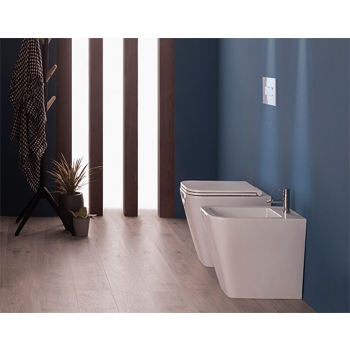 Sanitari Stone mini filomuro salvaspazio cm. 45x36 con sedile softclose di Ceramica Globo