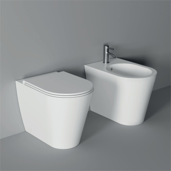 Sanitari Hide Round filomuro senza brida cm. 57x37 con sedile sottile softclose di Ceramica Alice